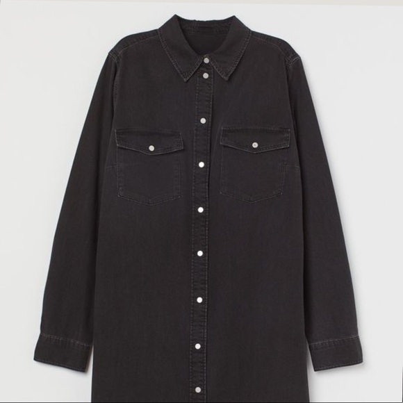 NWT H&M black washed denim shirt dress - Picture 4 of 4